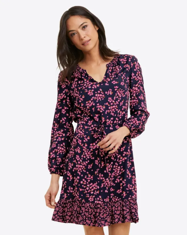 Lucinda Dress in Navy Cherry Blossom sold by Draper James