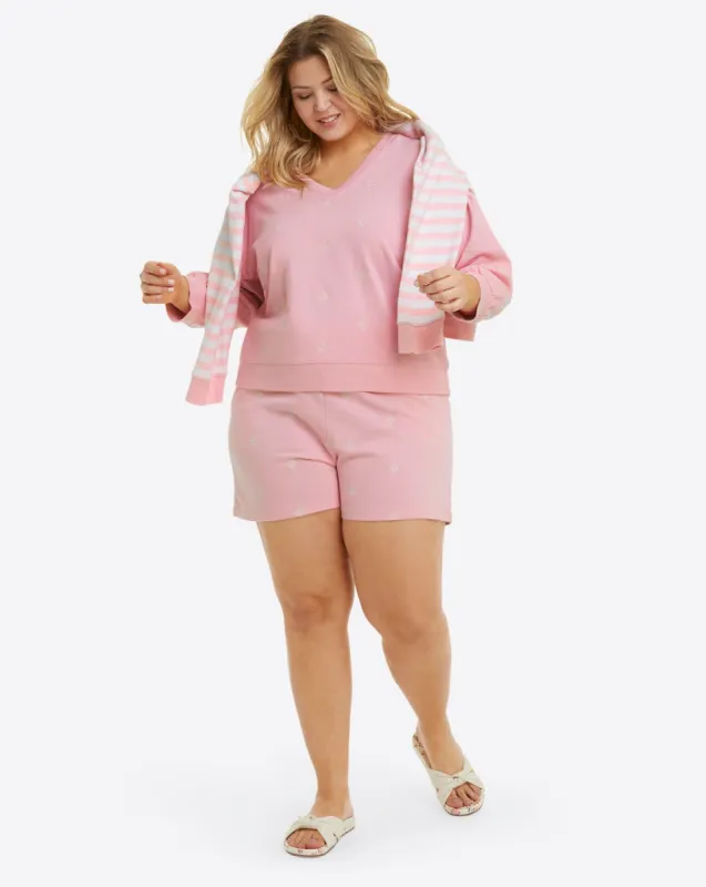 Bobbie Sweatshirt in Pink Embroidered Viola sold by Draper James