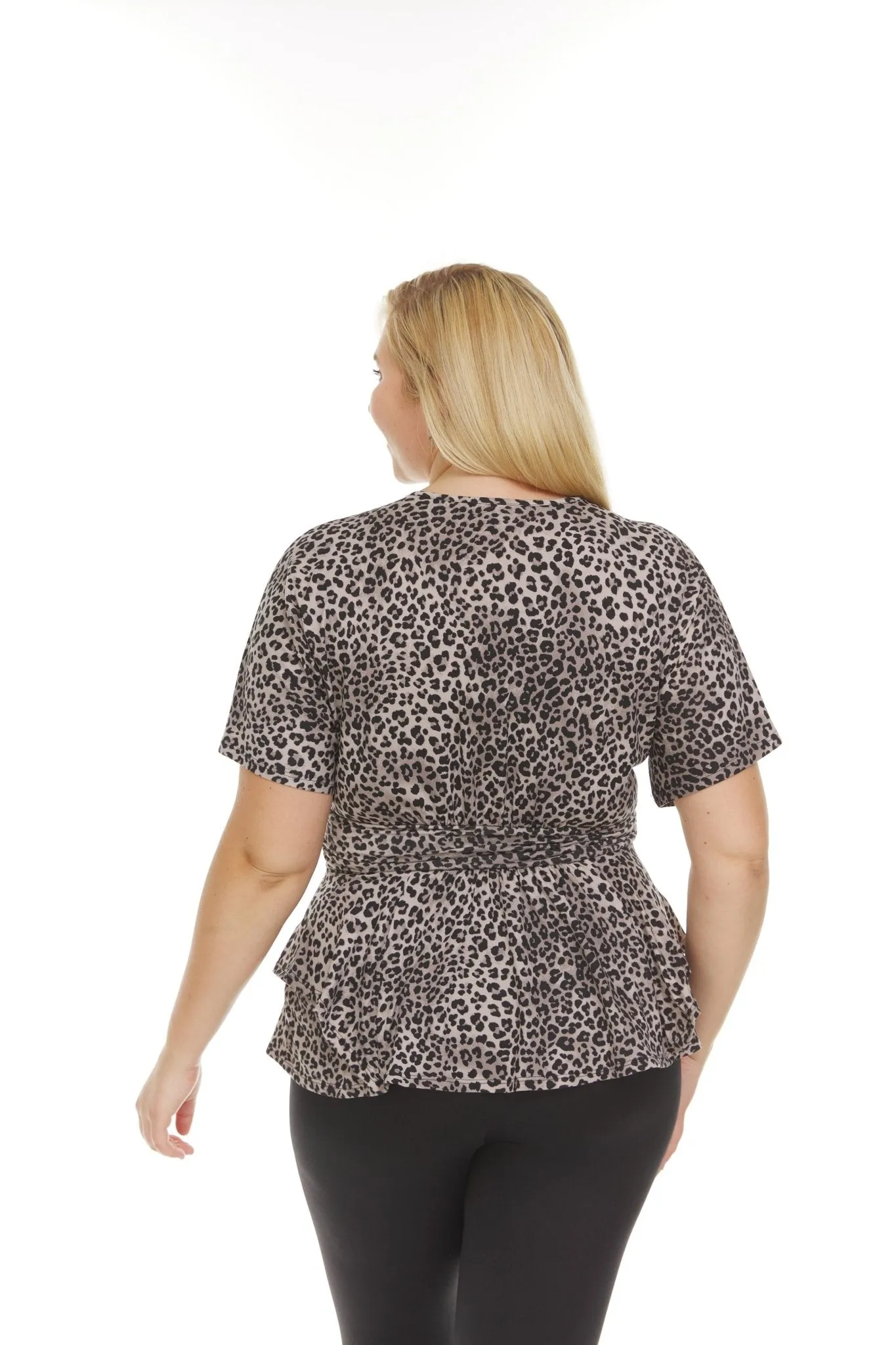 Allover Printed Surplice Front Short Sleeve V-Neck Top - Plus sold by Dress Barn product image thumbnail 3
