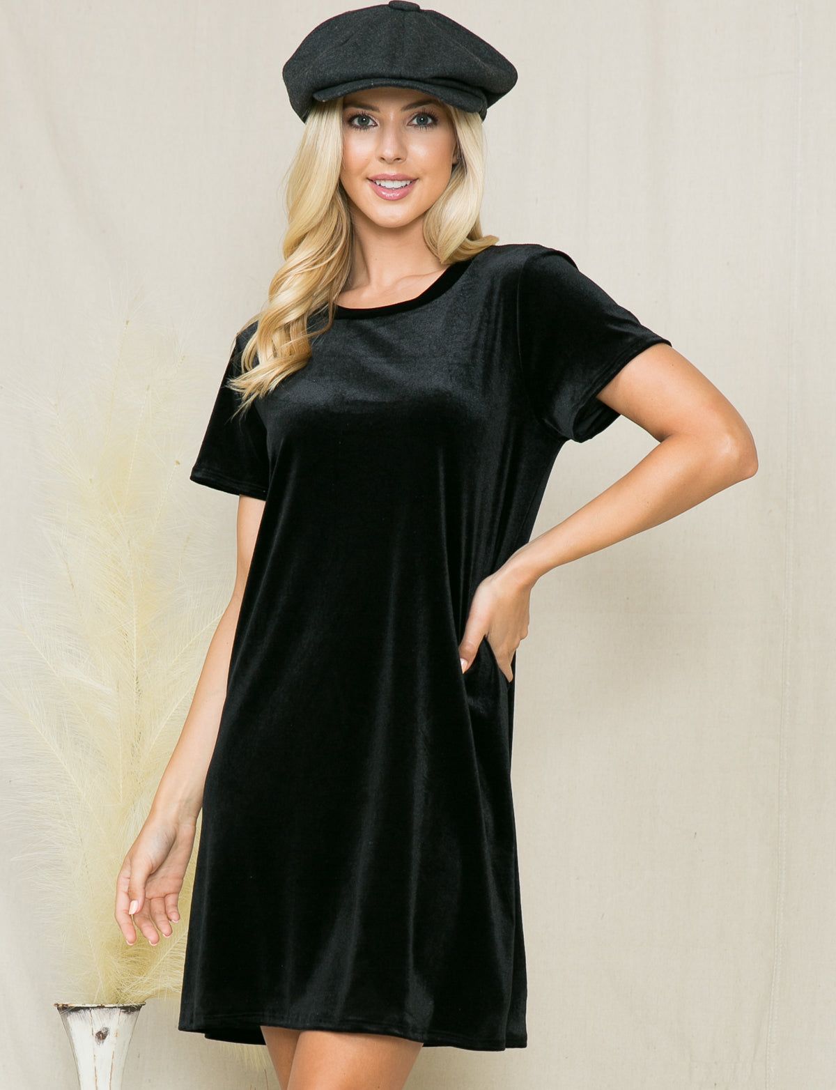 Velvet Short Sleeve Mini Dress sold by Dress Barn product image thumbnail 4