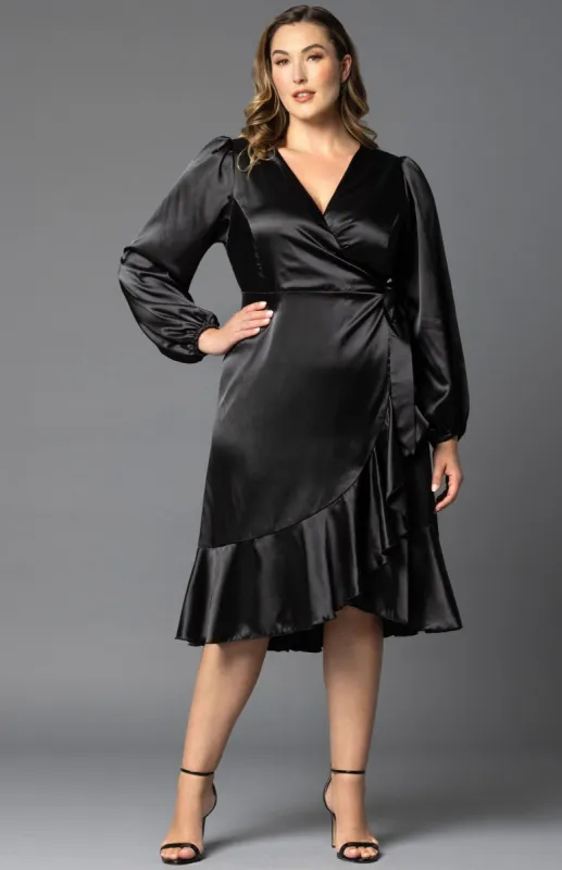 Serena Satin Wrap Dress - Plus sold by Dress Barn