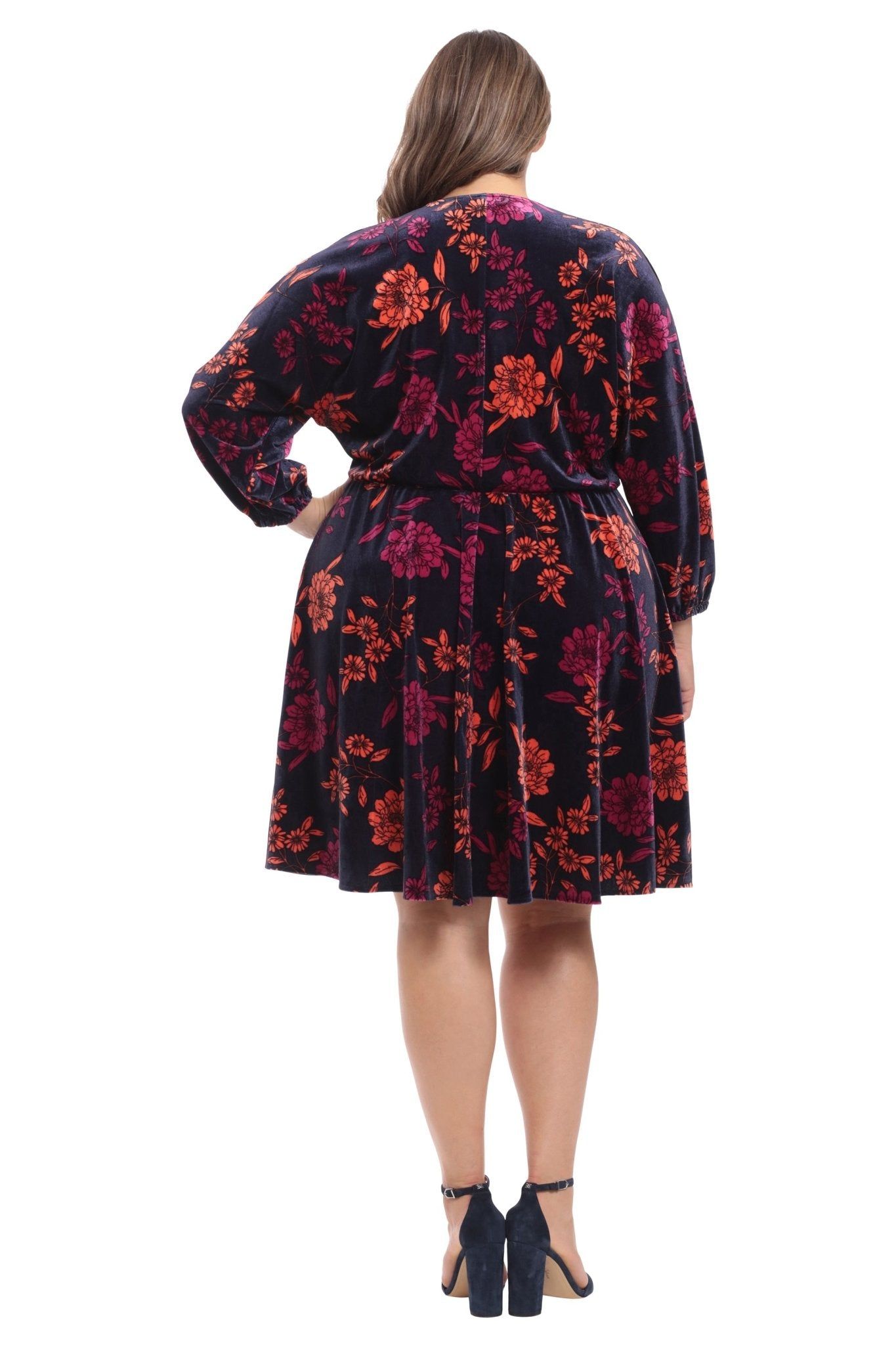Dolman V-Neck Velvet Floral Mini Dress - Plus sold by Dress Barn product image thumbnail 4