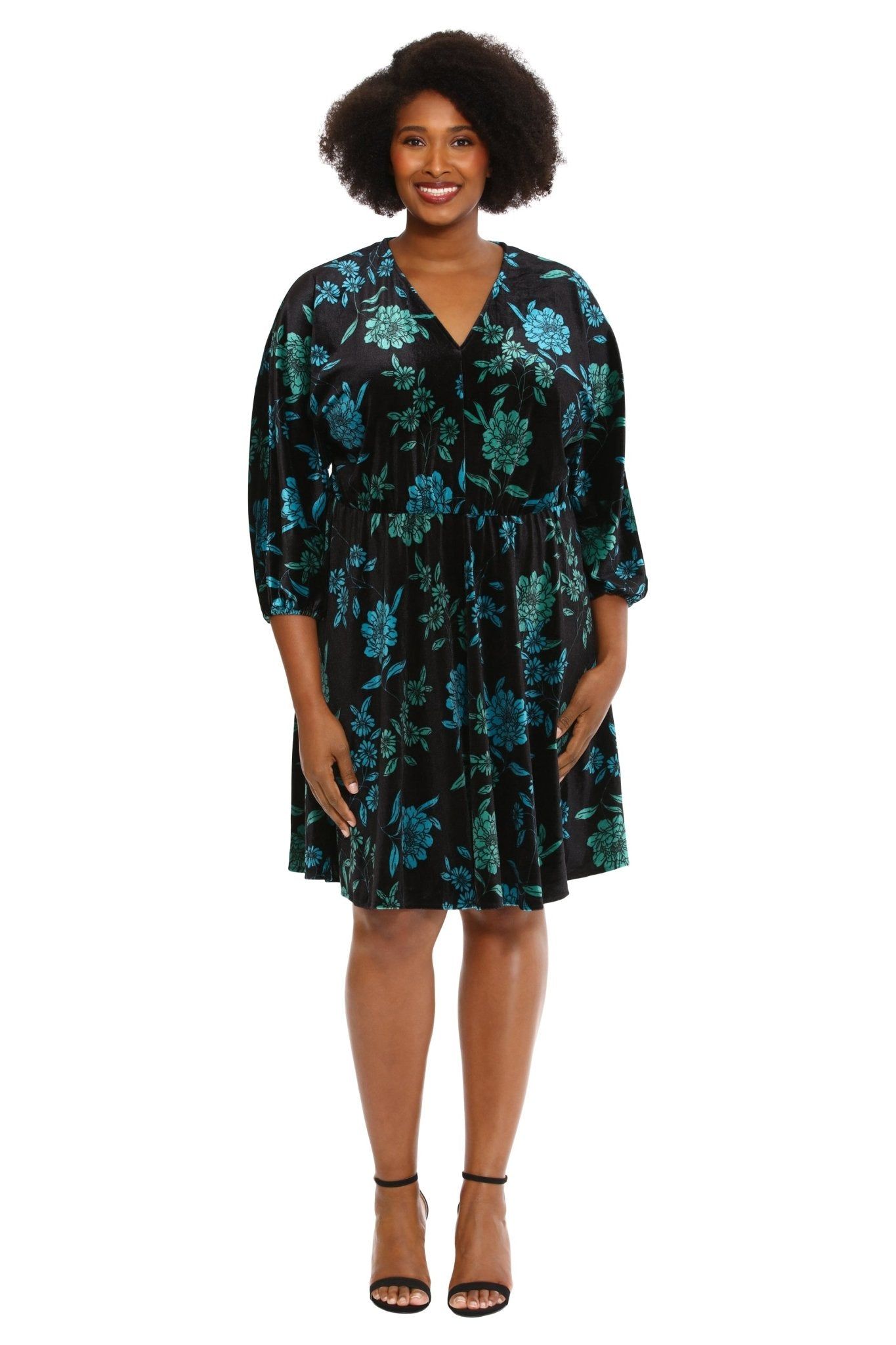 Dolman V-Neck Velvet Floral Mini Dress - Plus sold by Dress Barn product image thumbnail 3
