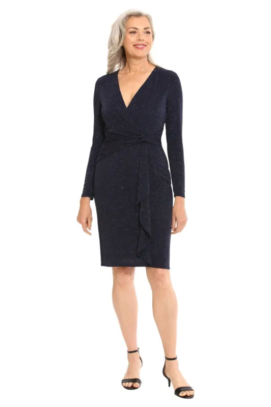 Shirred Surplice Side Flounce L/S Dress sold by Dress Barn