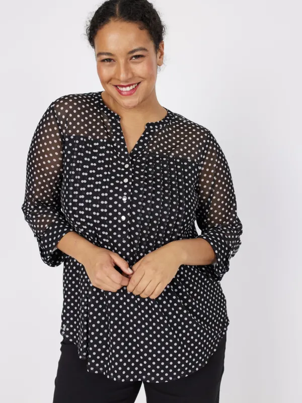 Roz & Ali Dot Mesh Popover - Plus sold by Dress Barn