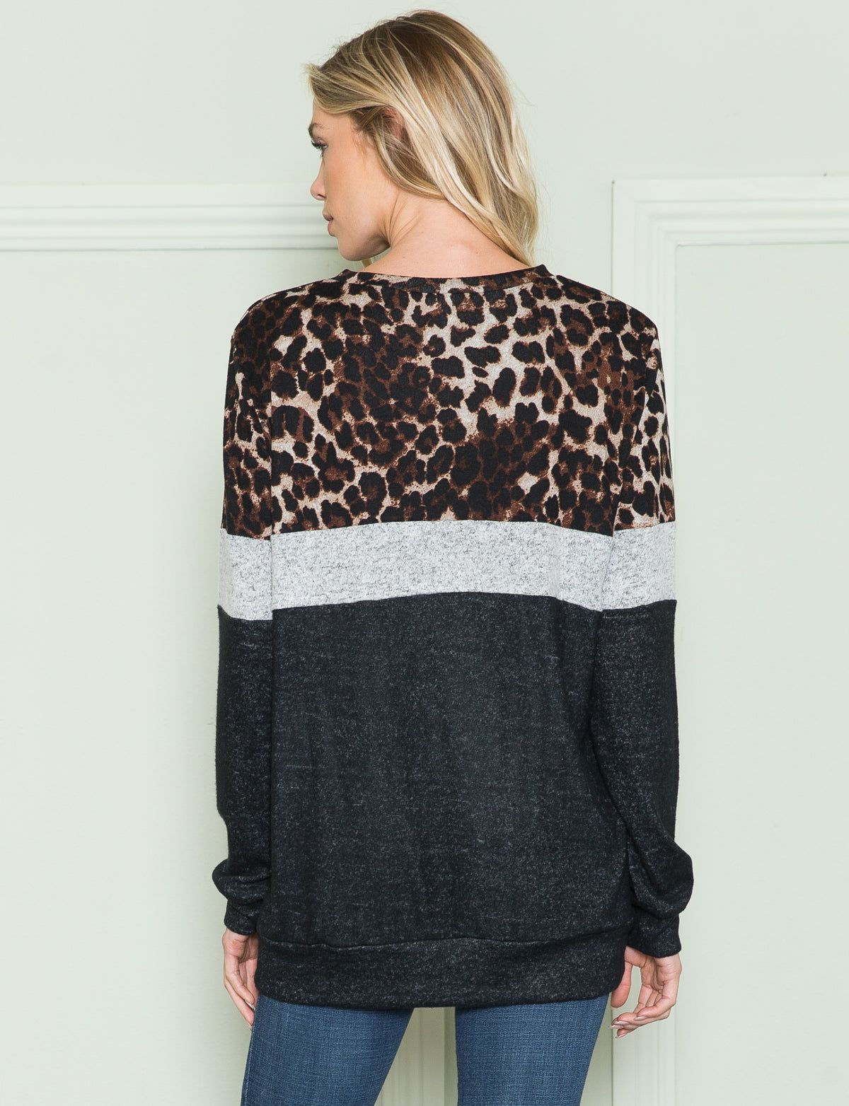 Leopard Color-Blocked Long Sleeve Top - Plus sold by Dress Barn product image thumbnail 4