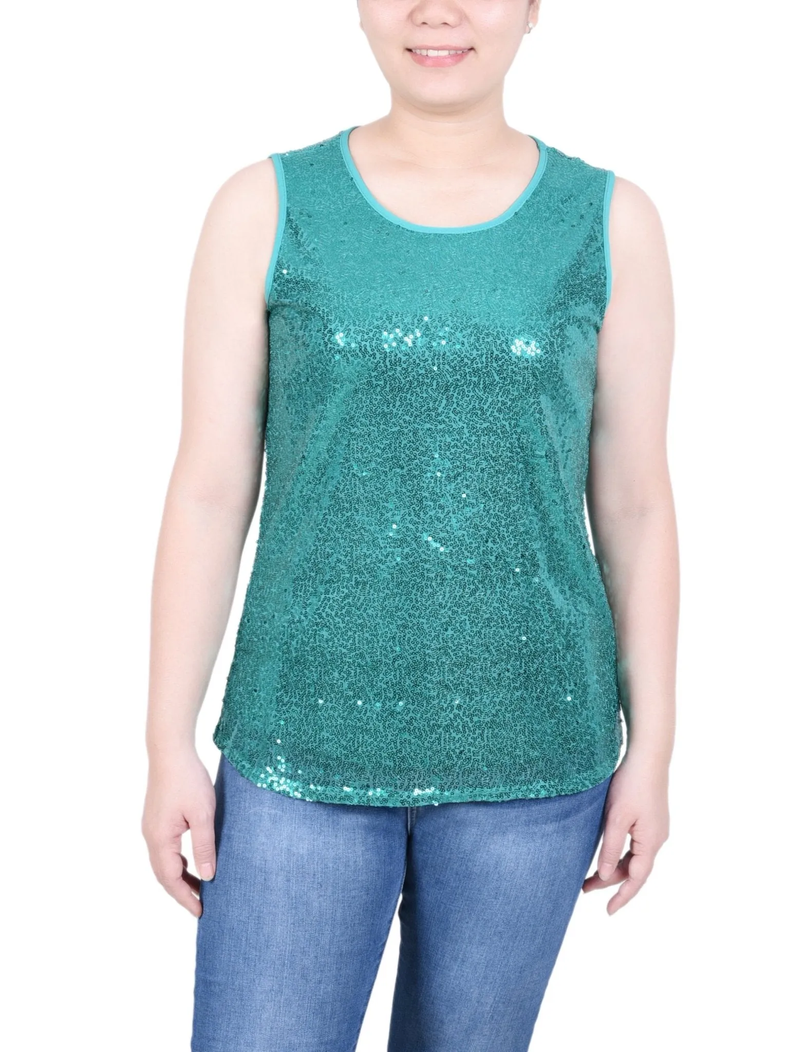 Sleeveless Sequined Tank Top With Combo Banding - Petite sold by Dress Barn product image thumbnail 5