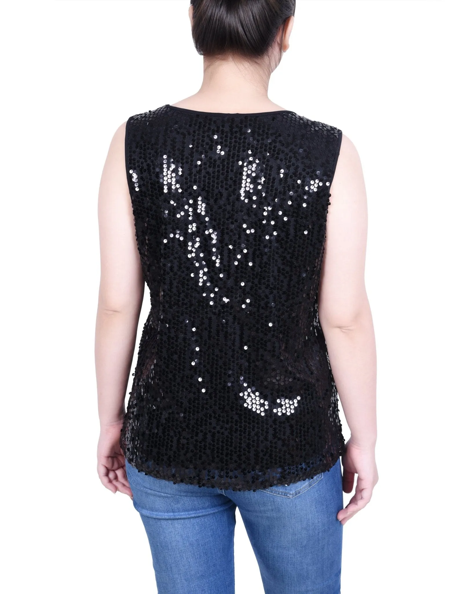 Sleeveless Sequined Tank Top With Combo Banding - Petite sold by Dress Barn product image thumbnail 4
