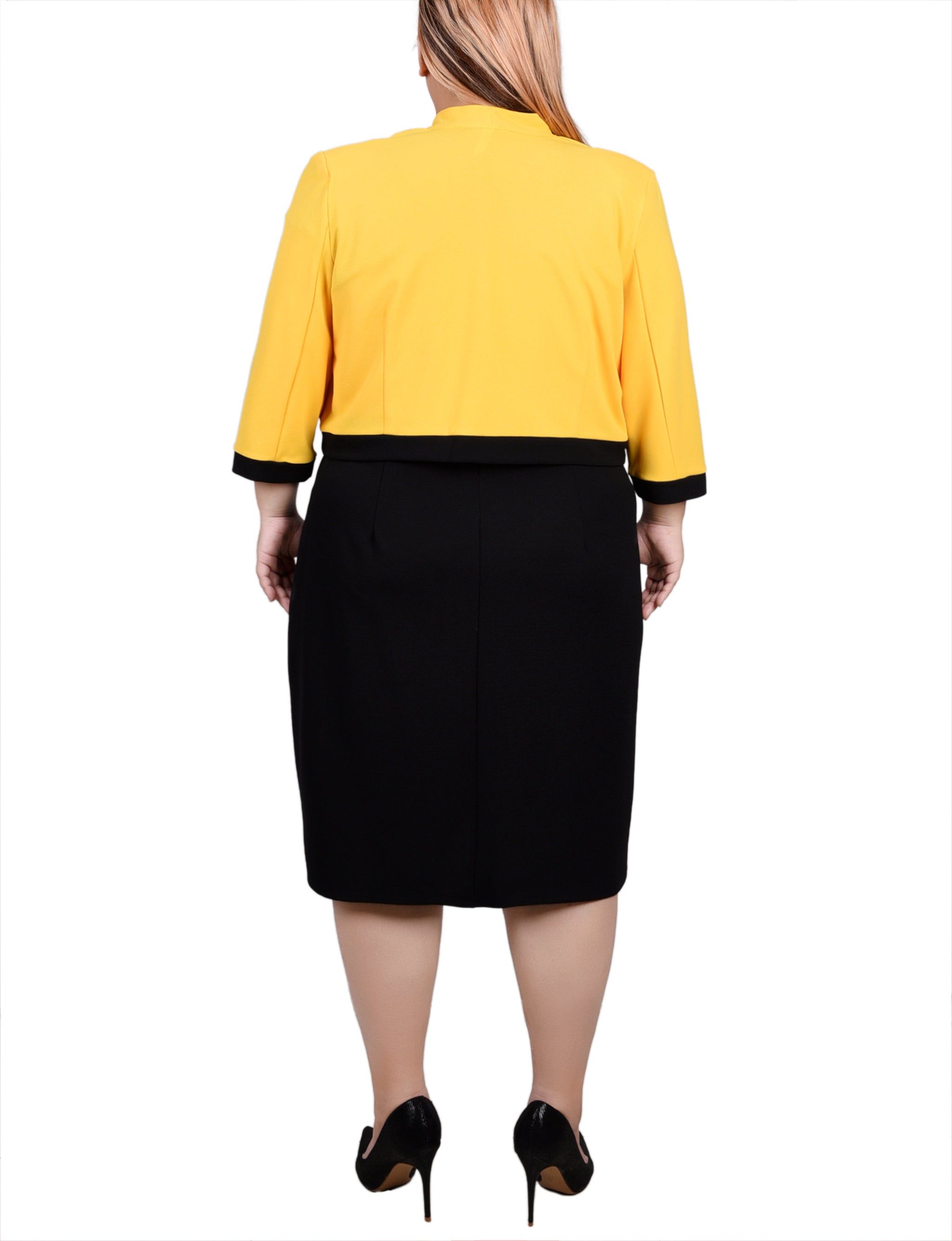 NY Collection 3/4 Sleeve 2 Piece Colorblocked Dress Set - Plus sold by Dress Barn product image thumbnail 3