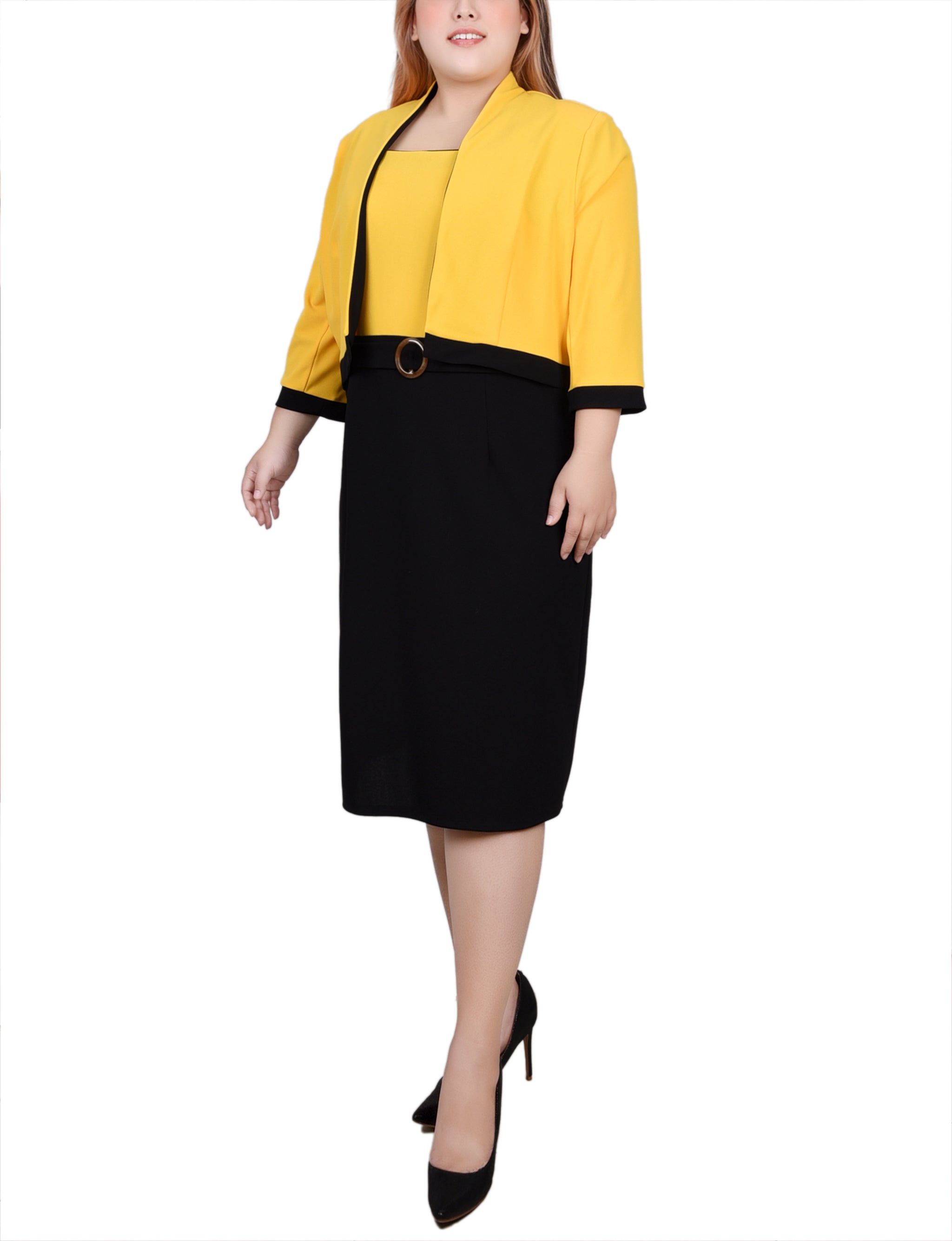 NY Collection 3/4 Sleeve 2 Piece Colorblocked Dress Set - Plus sold by Dress Barn product image thumbnail 2