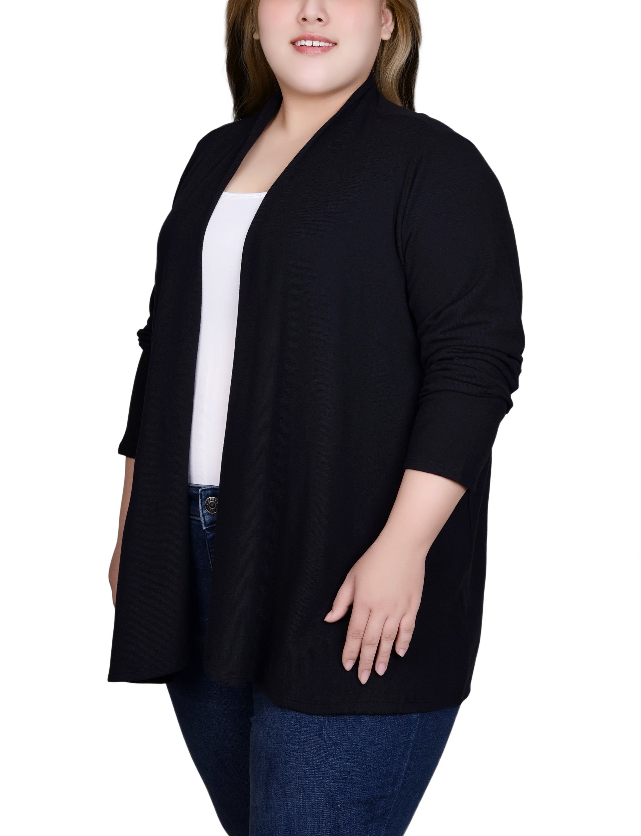 NY Collection Long Sleeve Swing Cardigan - Plus sold by Dress Barn product image thumbnail 2