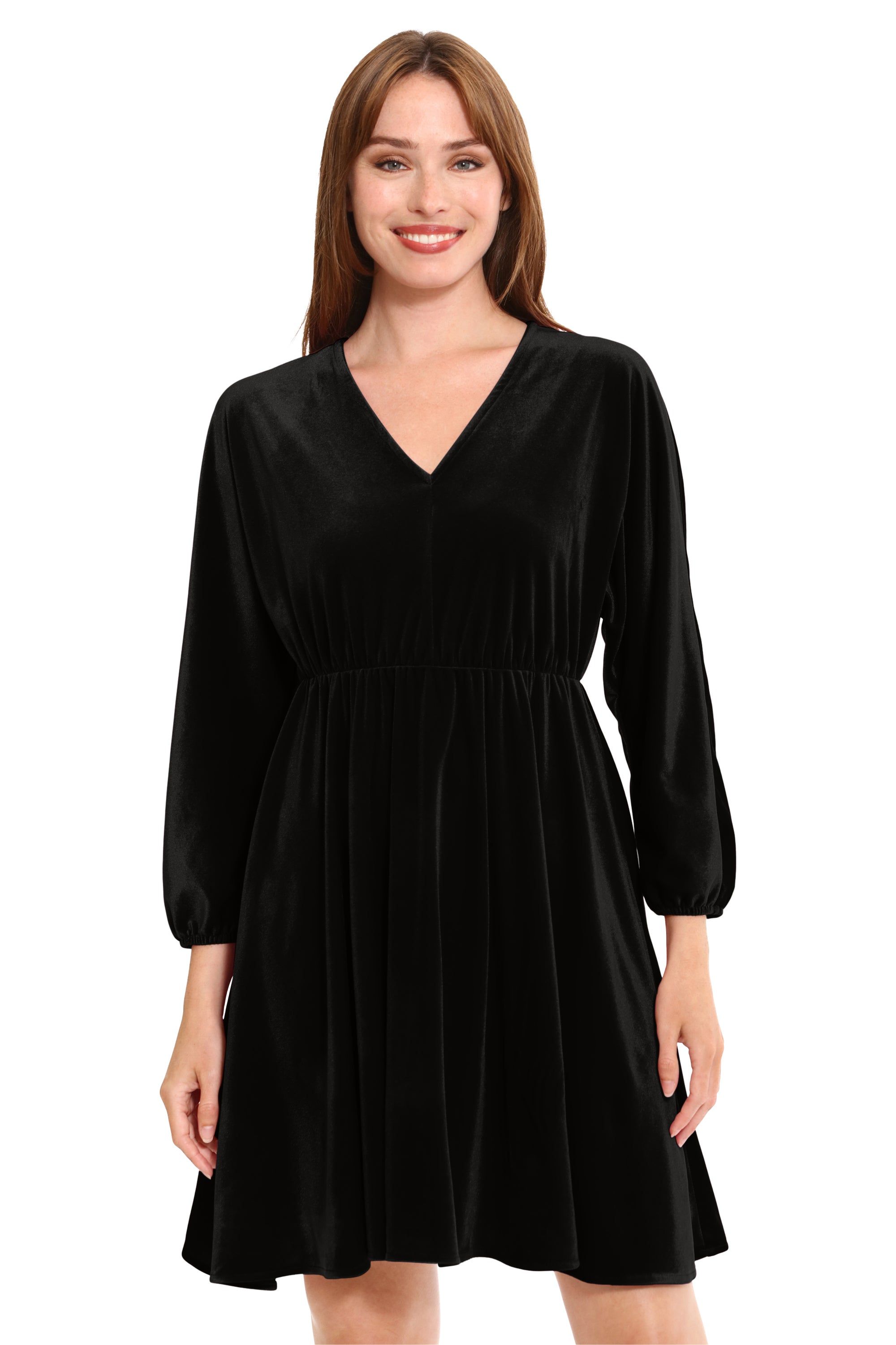 Dolman V-Neck Velvet Mini Dress sold by Dress Barn