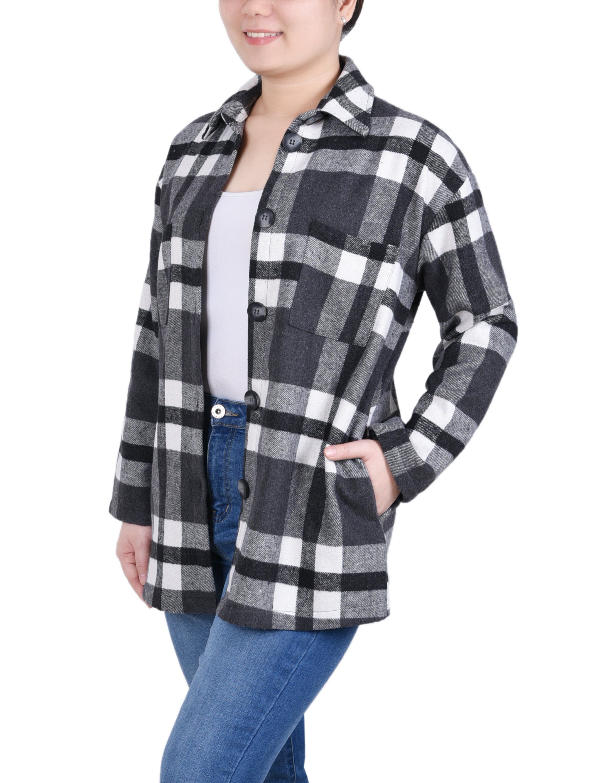 NY Collection Long Sleeve Brushed Twill Shirtjacket sold by Dress Barn product image thumbnail 2