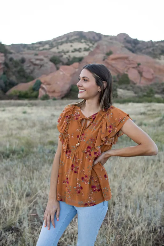 Westport Ditsy Floral And Vine Flutter Sleeve Blouse sold by Dress Barn