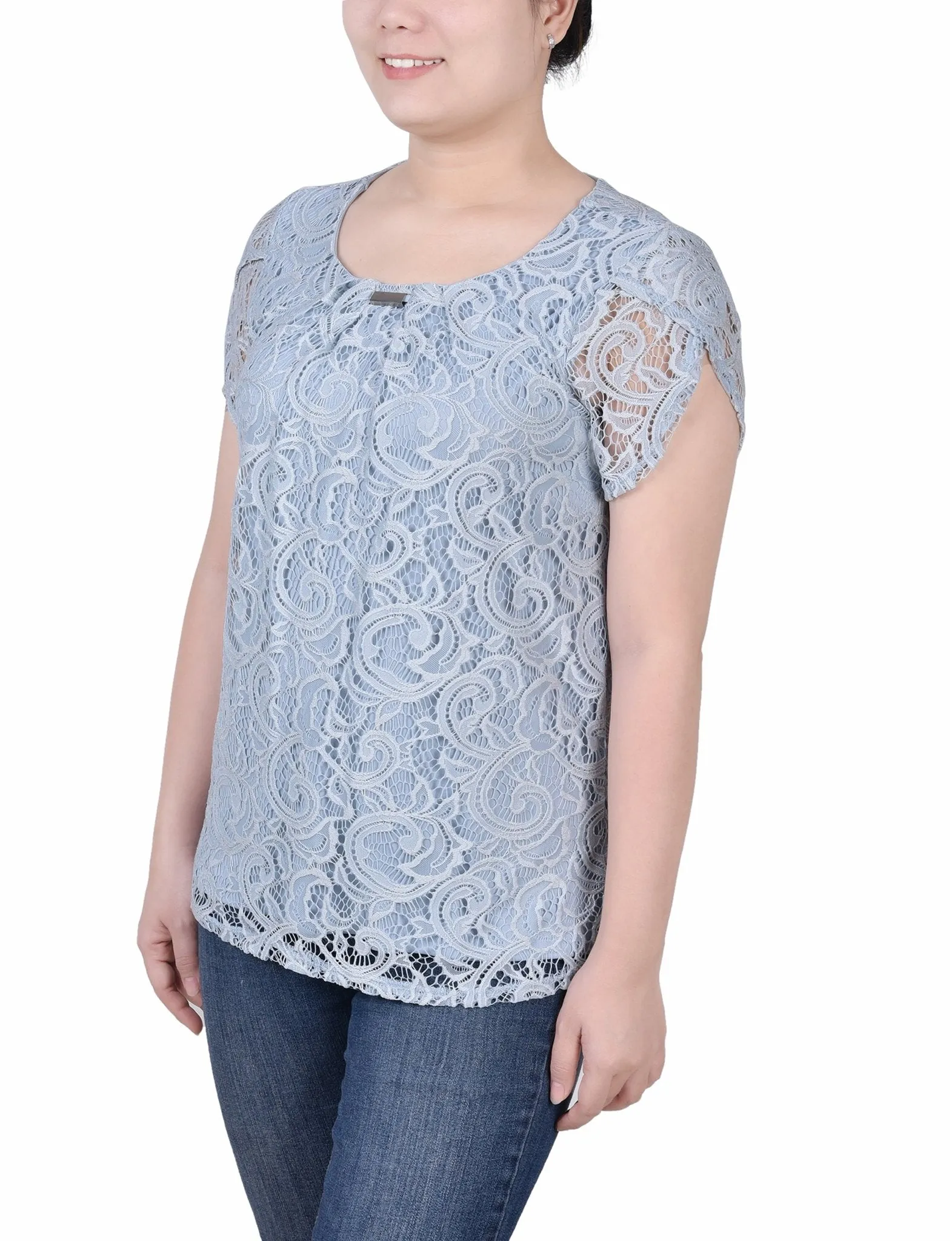 Lace Petal Sleeve Top - Petite sold by Dress Barn product image thumbnail 2