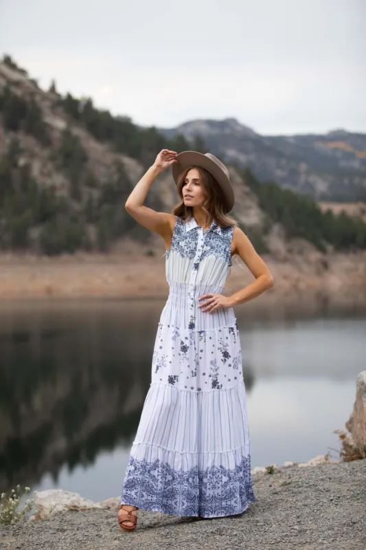 Adler Mixed Print Maxi Button Front Dress made by Dress Barn