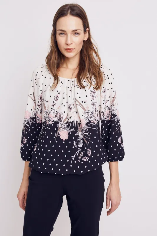 Roz & Ali Border Dot Crepe Bubble Hem Blouse sold by Dress Barn