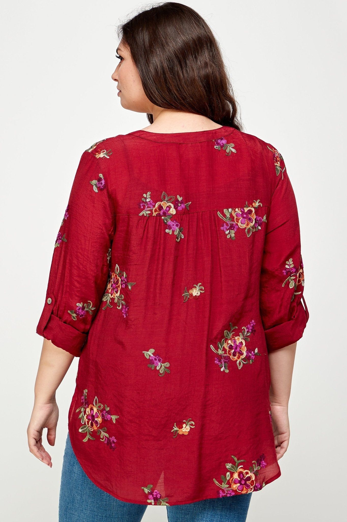 Figueroa & Flower Embroidered Floral Blouse - Plus sold by Dress Barn product image thumbnail 5