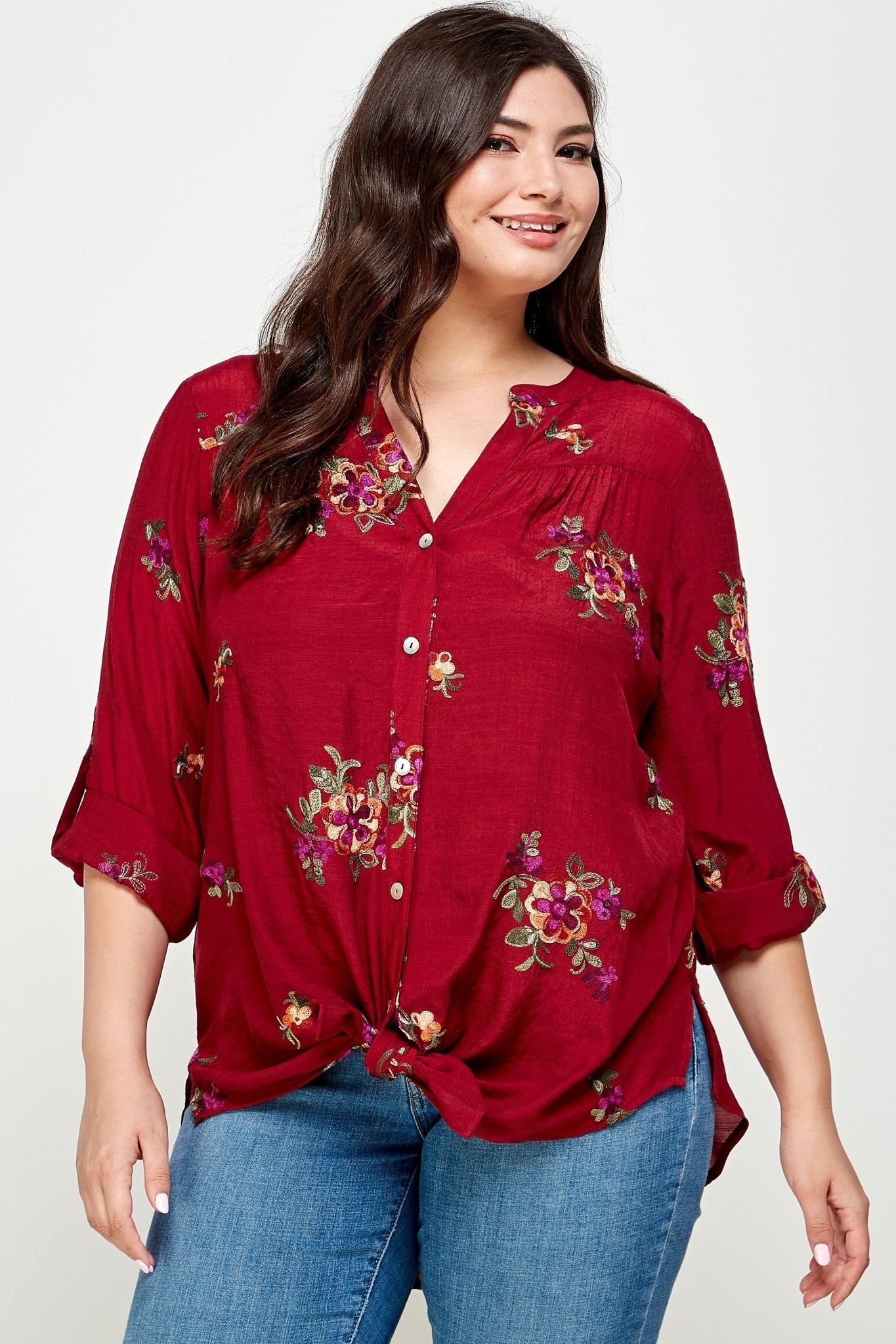 Figueroa & Flower Embroidered Floral Blouse - Plus sold by Dress Barn product image thumbnail 4