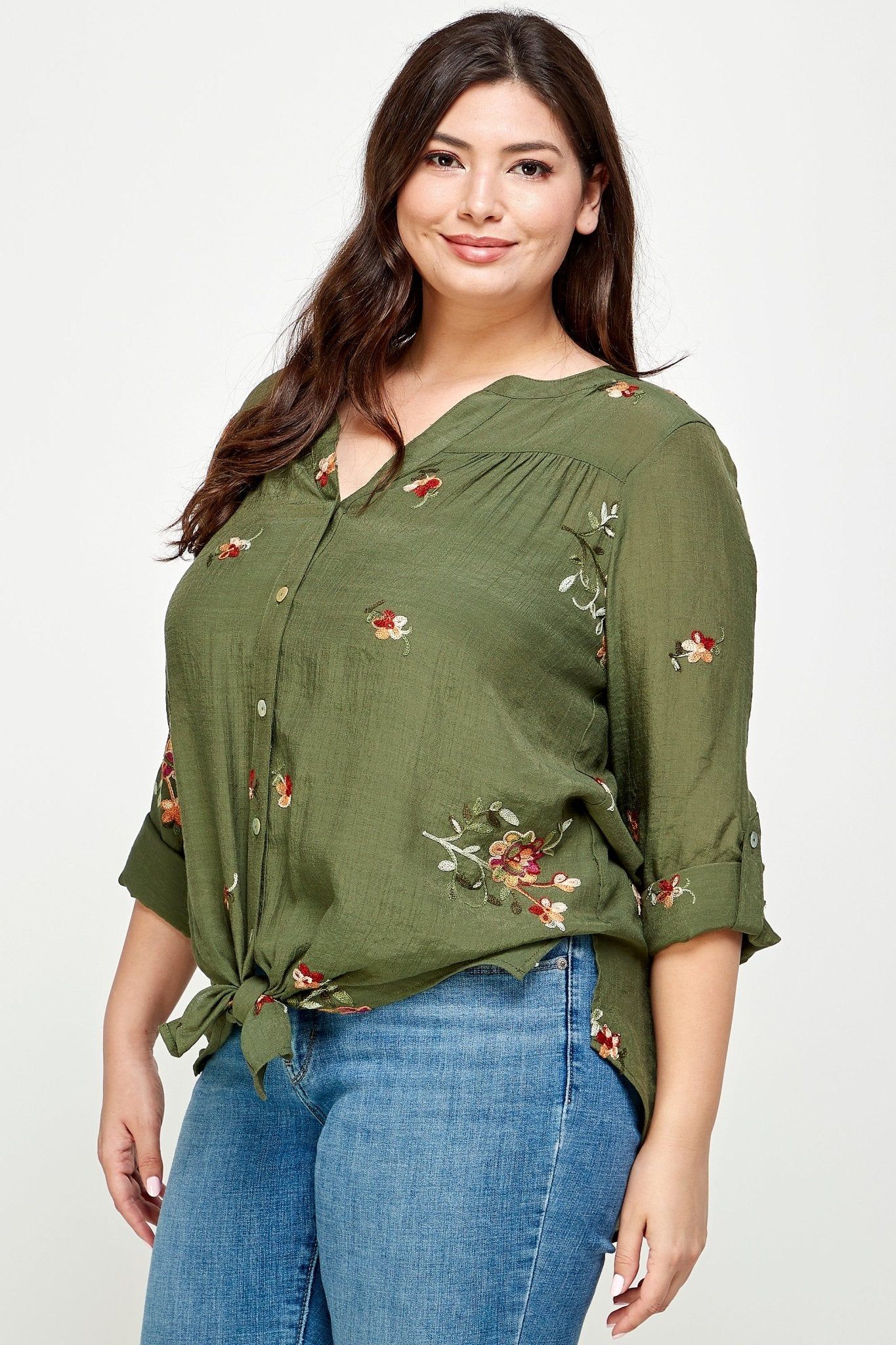 Figueroa & Flower Embroidered Floral Blouse - Plus sold by Dress Barn product image thumbnail 3