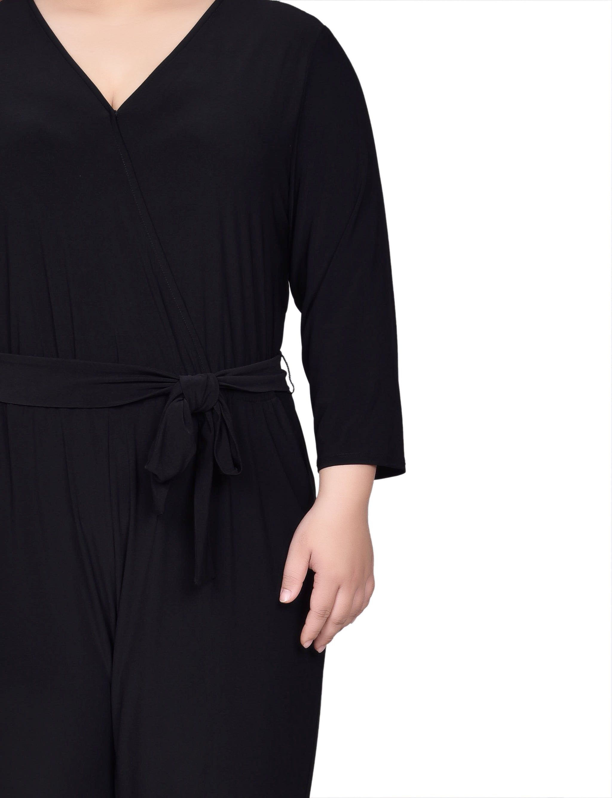 NY Collection 3/4 Sleeve Belted Jumpsuit - Plus sold by Dress Barn product image thumbnail 3