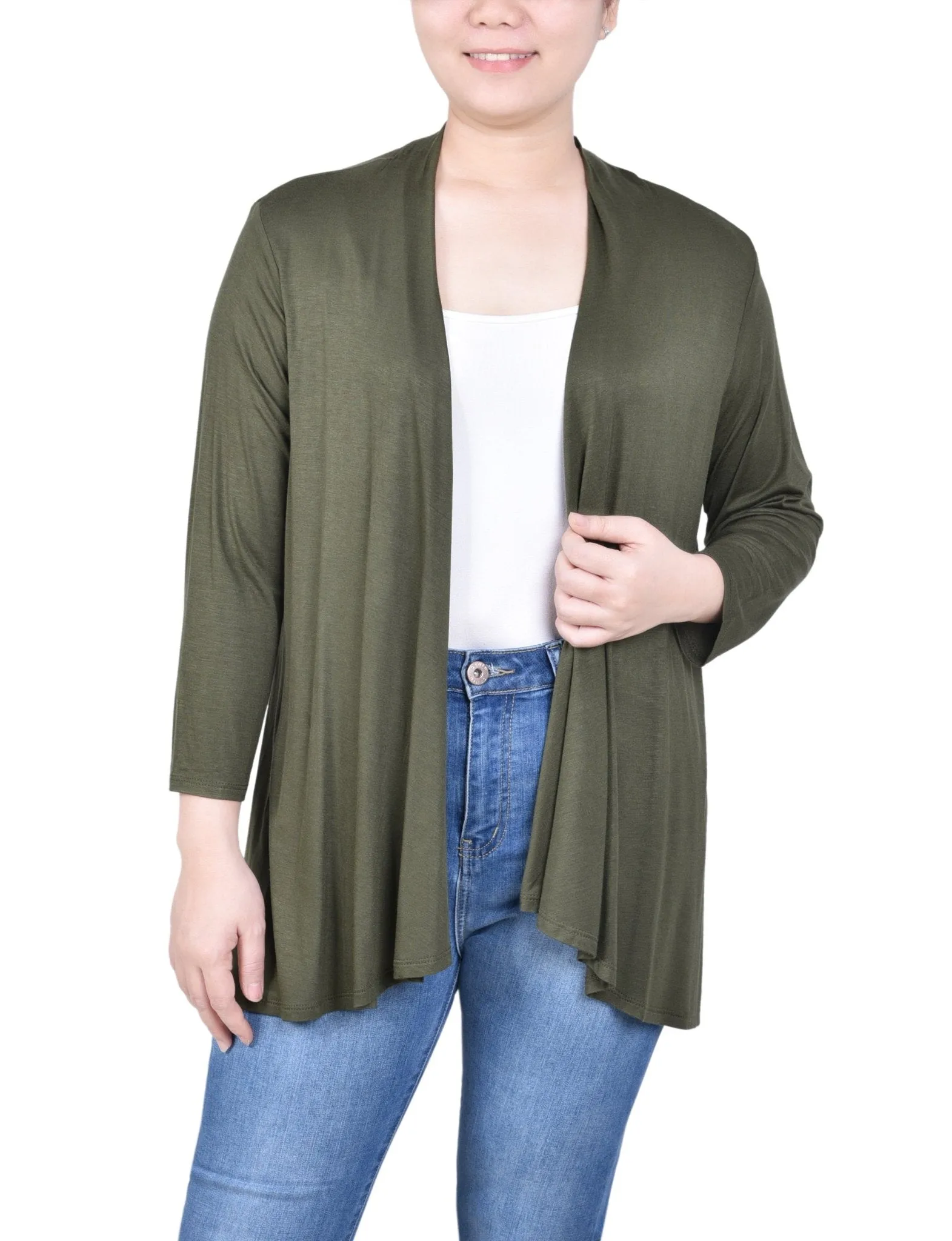 3/4 Length Sleeve Solid Cardigan - Petite sold by Dress Barn product image thumbnail 5