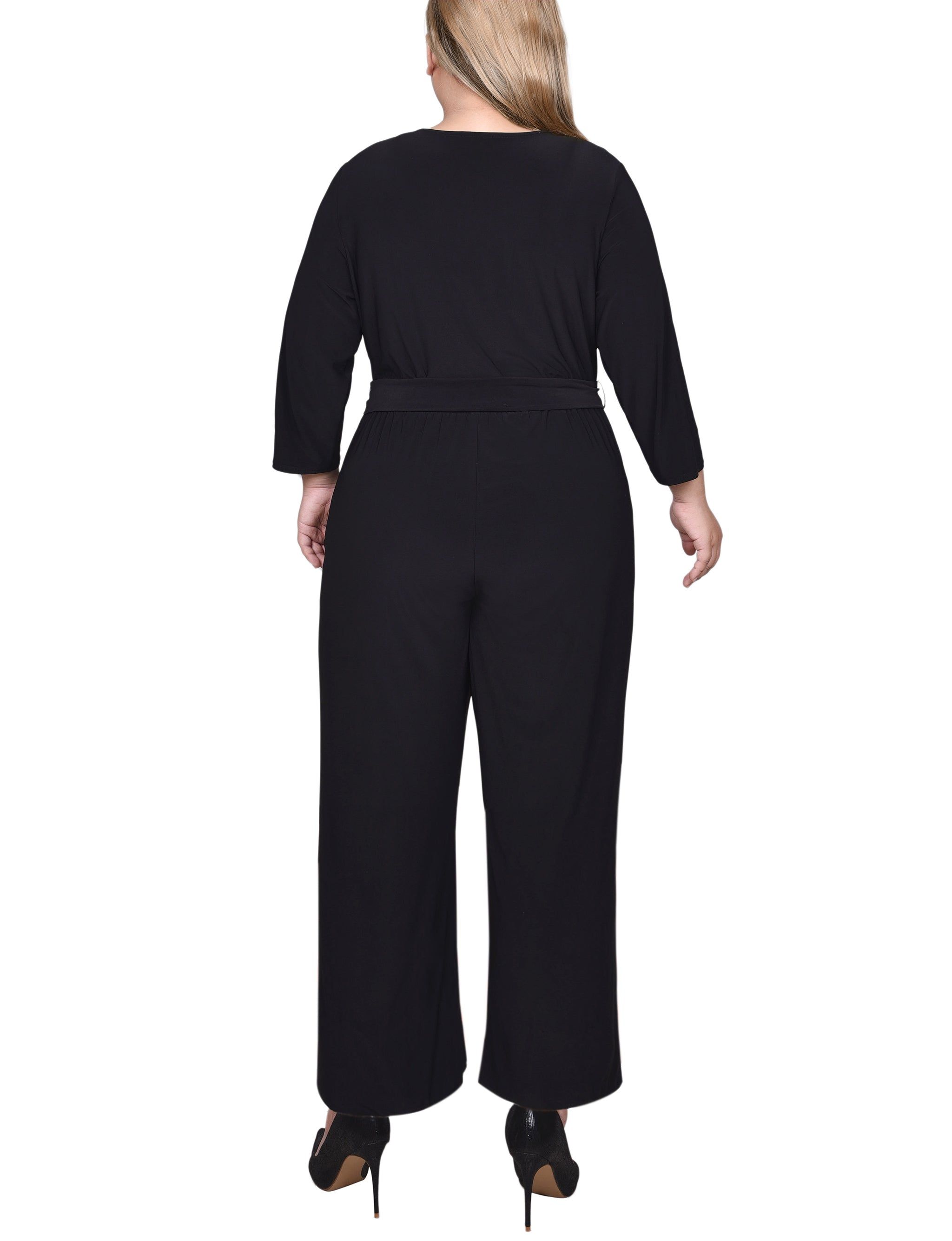 NY Collection 3/4 Sleeve Belted Jumpsuit - Plus sold by Dress Barn product image thumbnail 4