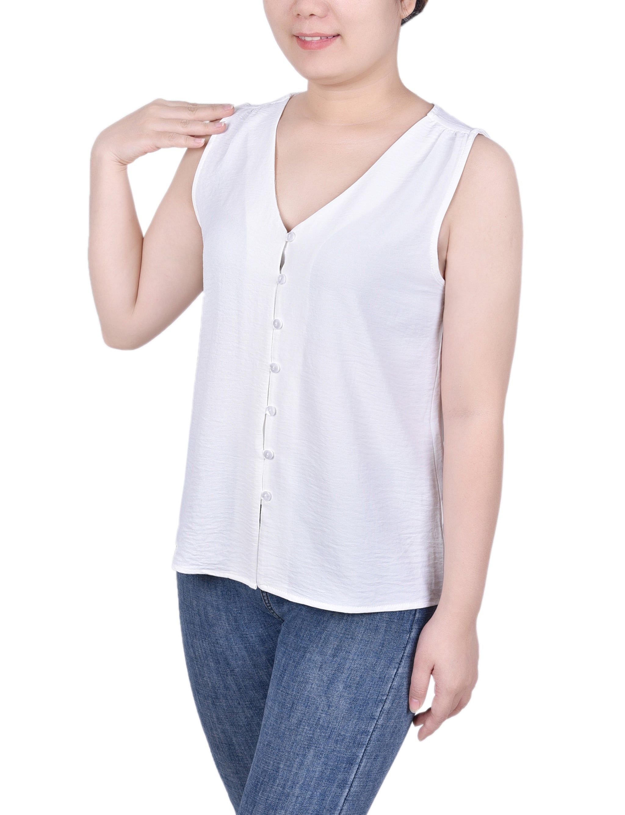 NY Collection Sleeveless Button Front Blouse sold by Dress Barn product image thumbnail 2