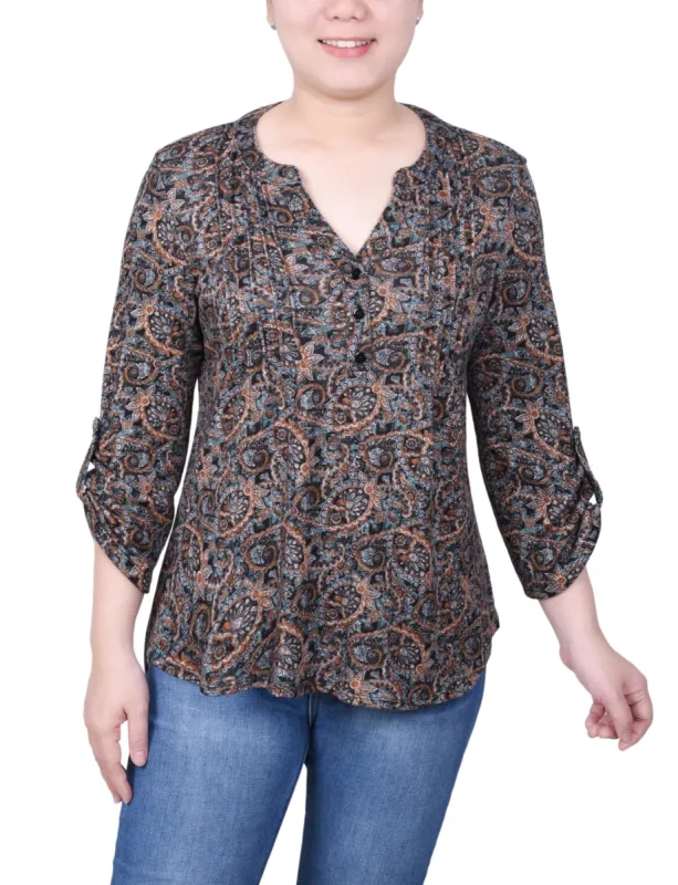 3/4 Length Roll Sleeve Top - Petite sold by Dress Barn