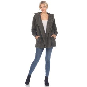 Women's Plush Hooded Cardigan with Pockets sold by Dress Barn