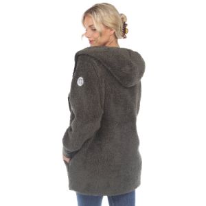 Women's Plush Hooded Cardigan with Pockets sold by Dress Barn