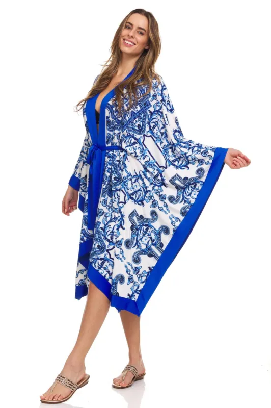 Blue Scroll Swimwear Kimono sold by Dress Barn