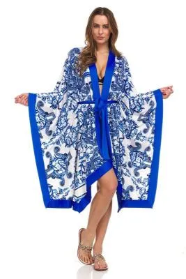 Blue Scroll Swimwear Kimono sold by Dress Barn product image thumbnail 3