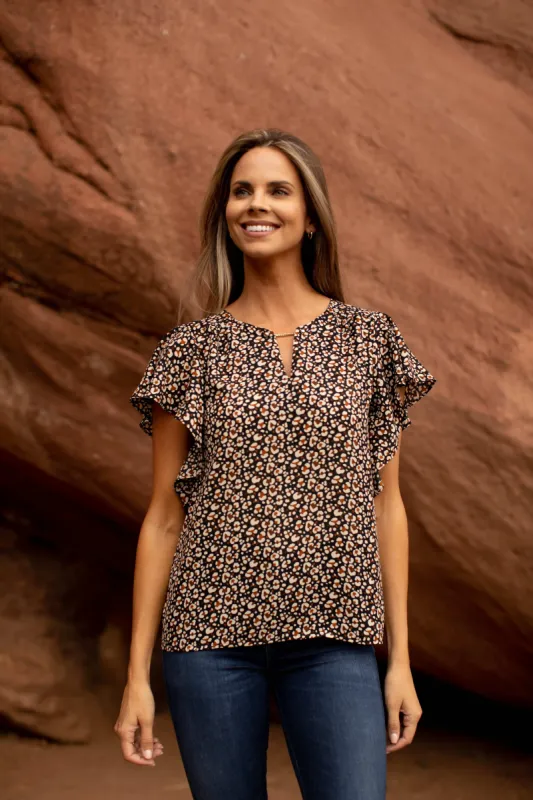 Roz & Ali Chain Trim Flutter Sleeve Blouse sold by Dress Barn