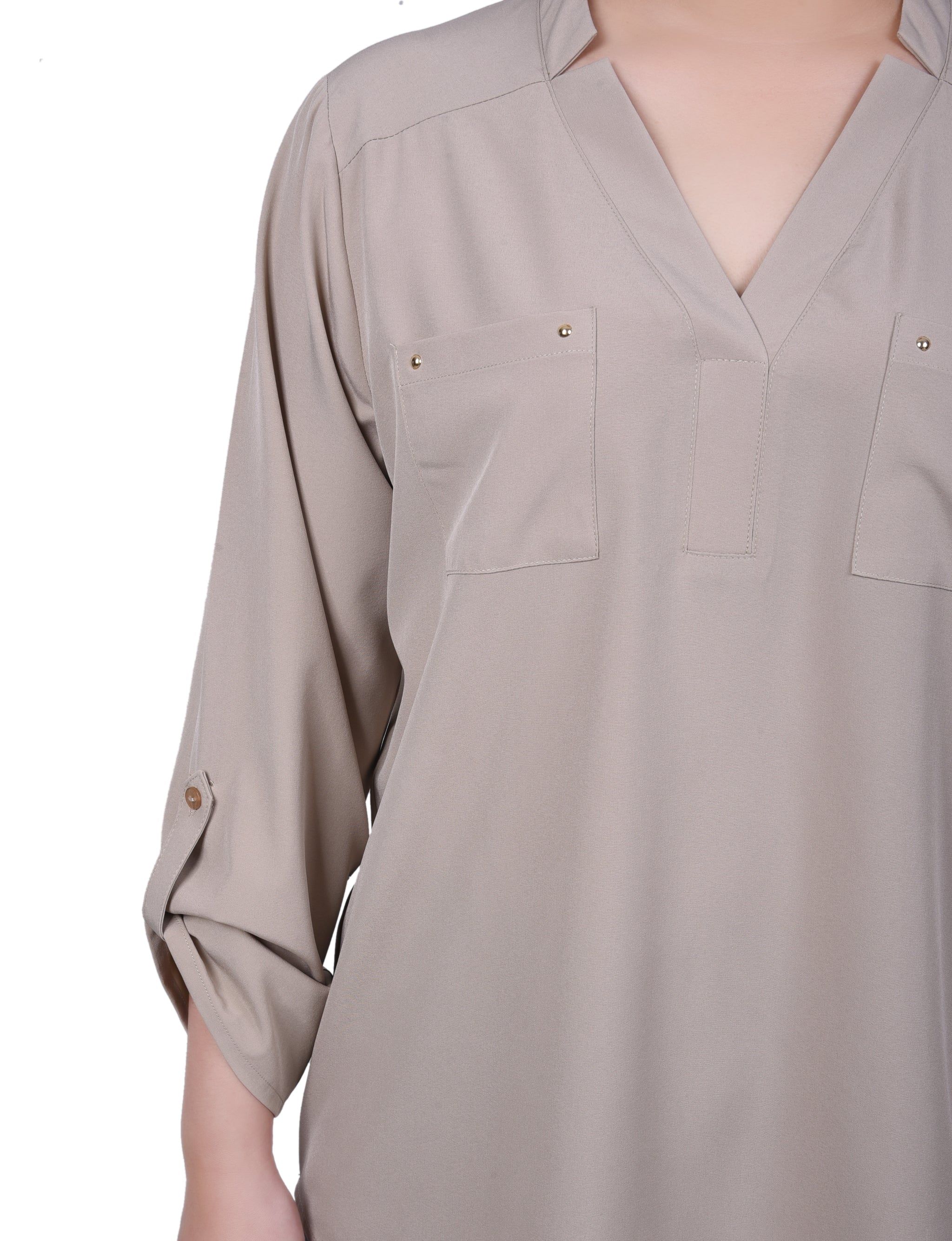 NY Collection Roll Tab Sleeve Blouse with Pockets sold by Dress Barn product image thumbnail 3