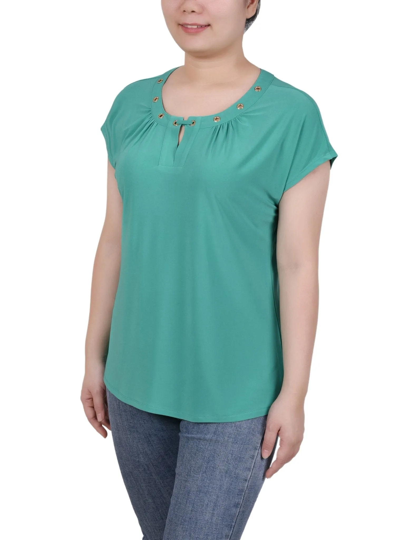 Short Extended-Sleeve Grommet Neck Knit Top - Petite sold by Dress Barn product image thumbnail 5