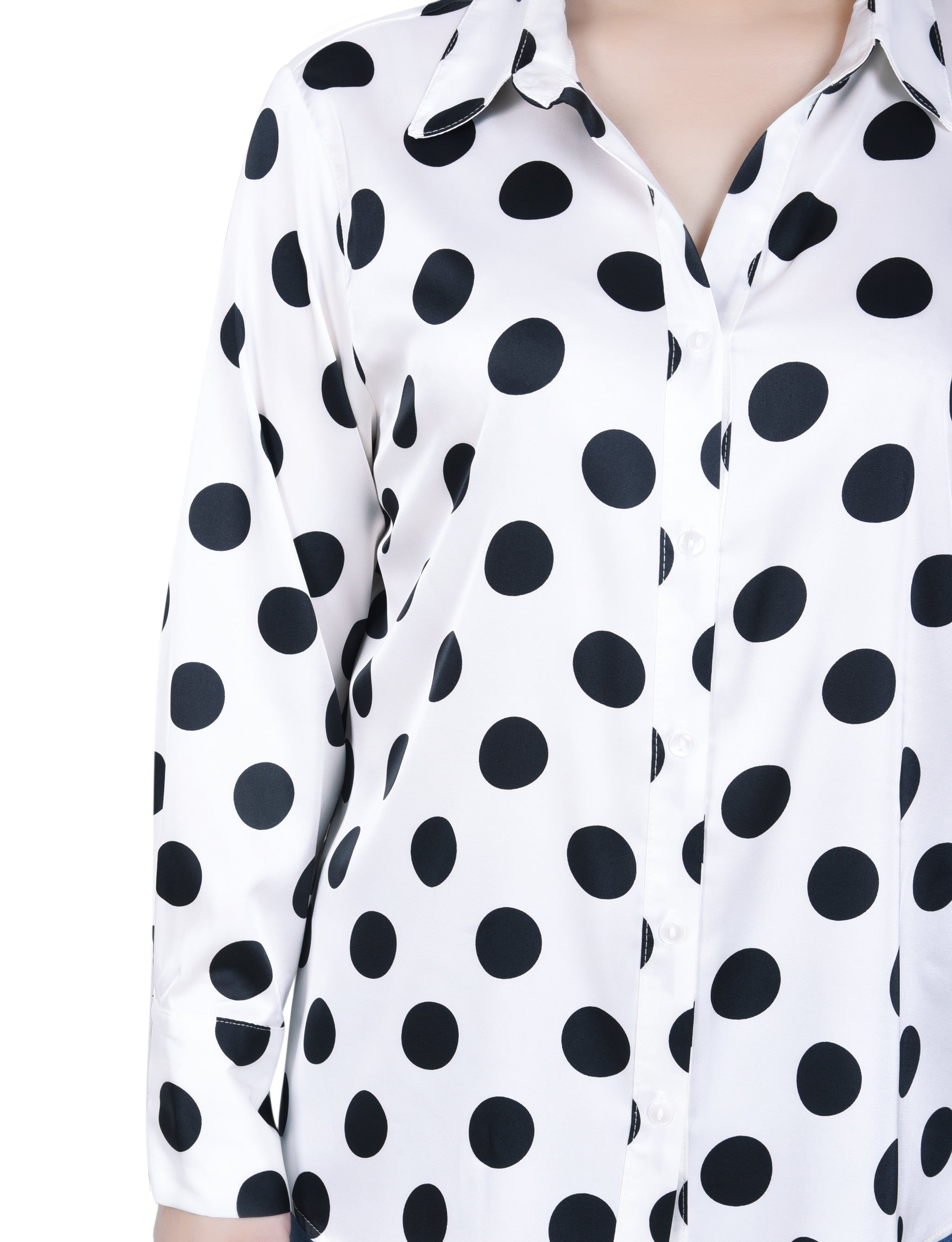 NY Collection Long Sleeve Dotted Satin Blouse sold by Dress Barn product image thumbnail 3