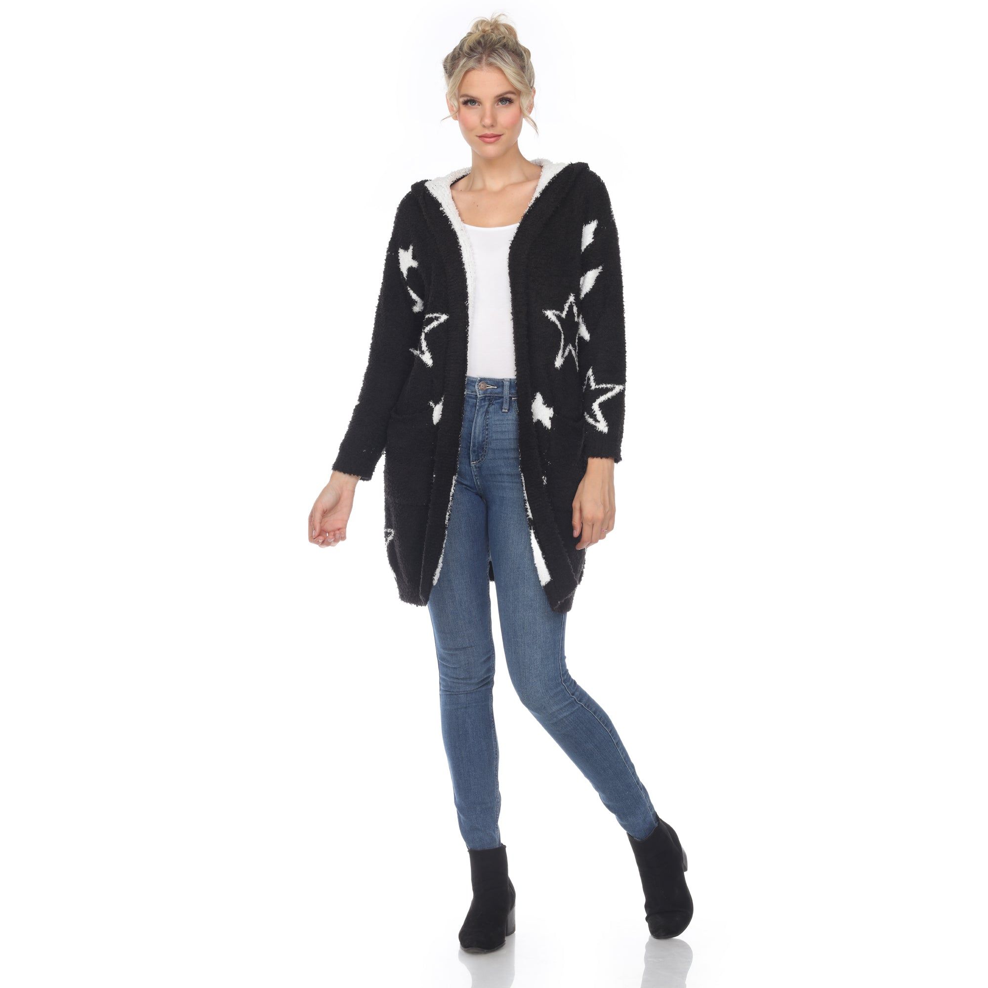 Women's Hooded Open Front Sherpa Coat sold by Dress Barn