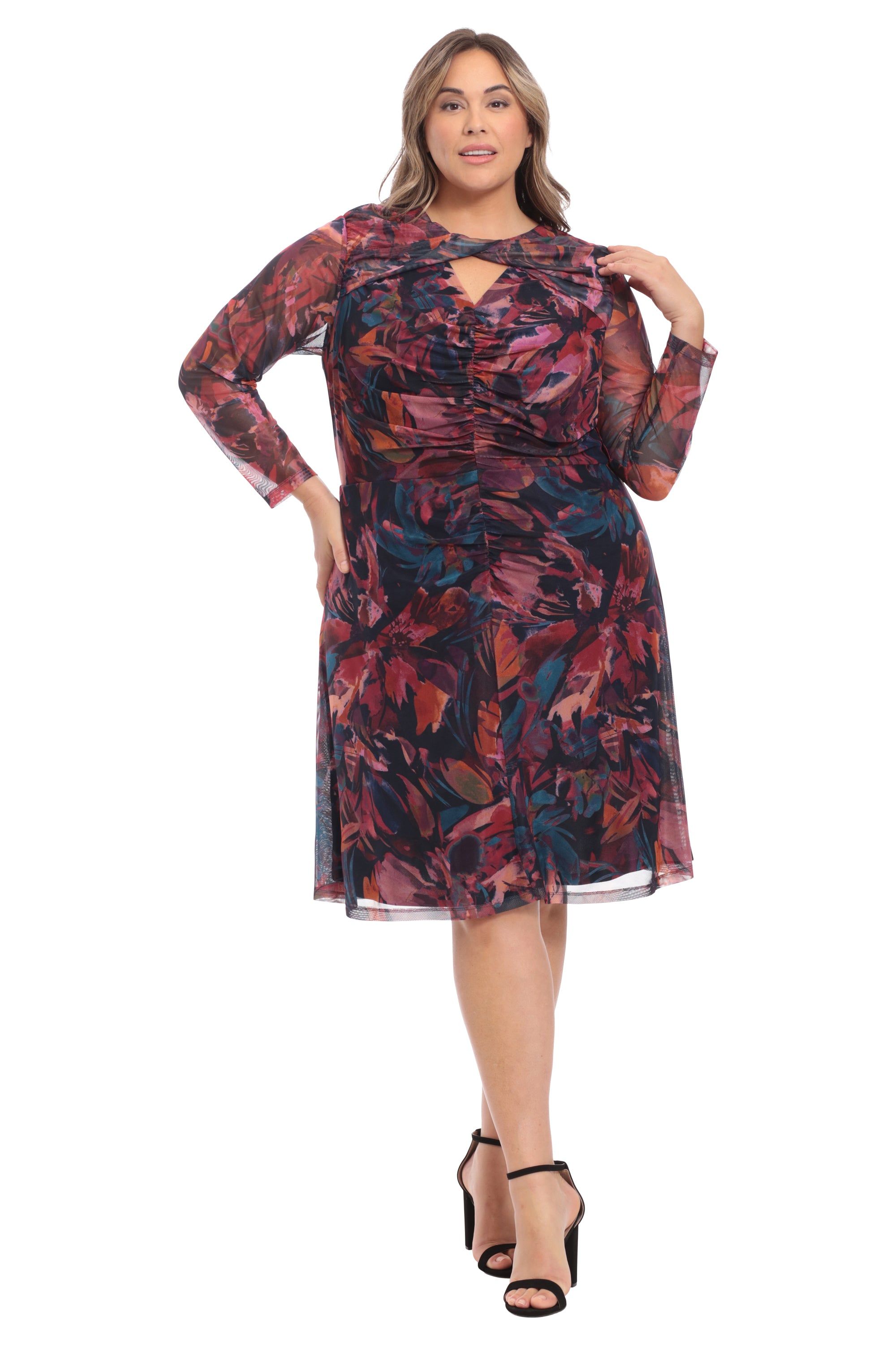 Twist Neck Shirred Midi Dress - Plus sold by Dress Barn product image thumbnail 5