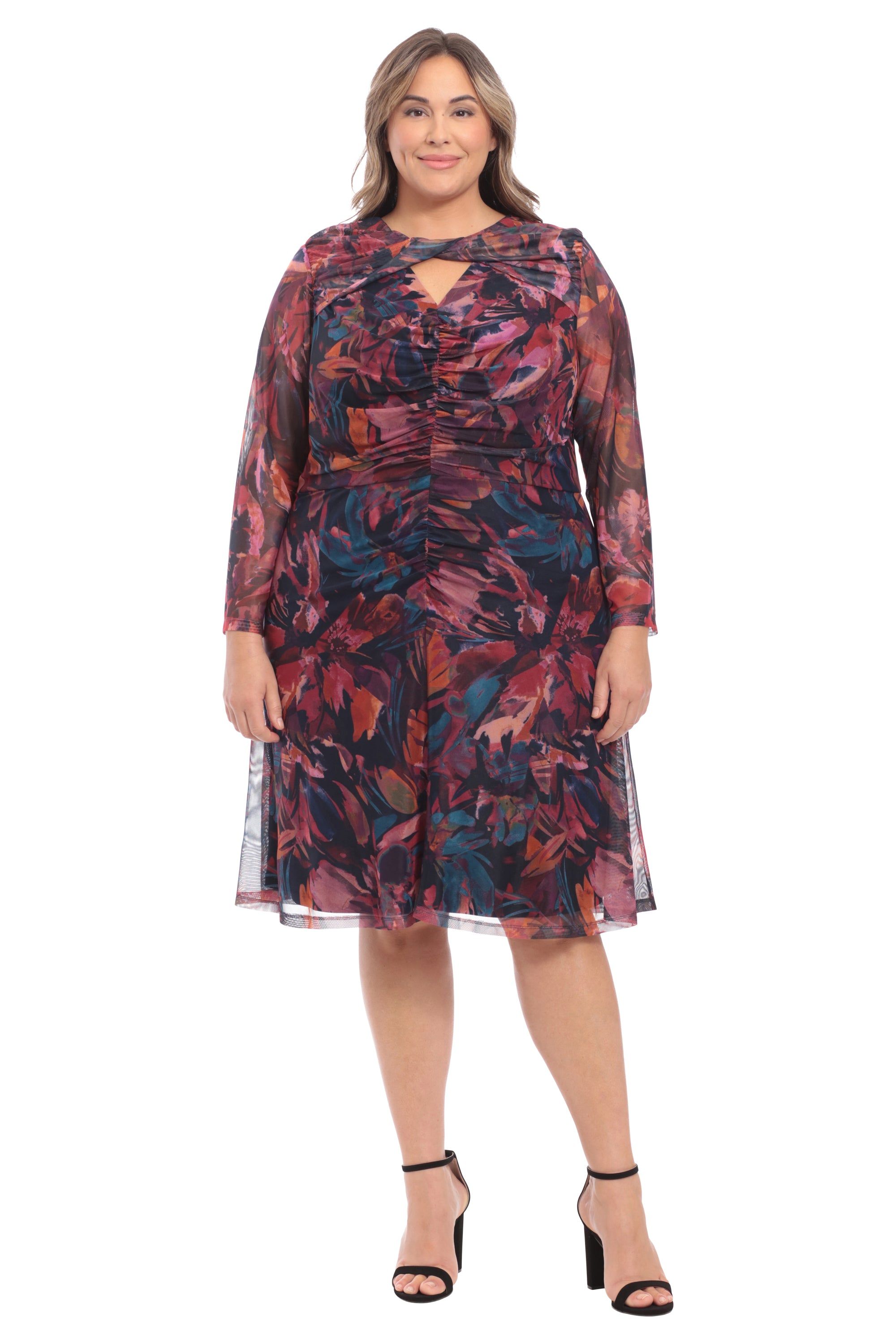 Twist Neck Shirred Midi Dress - Plus sold by Dress Barn product image thumbnail 4