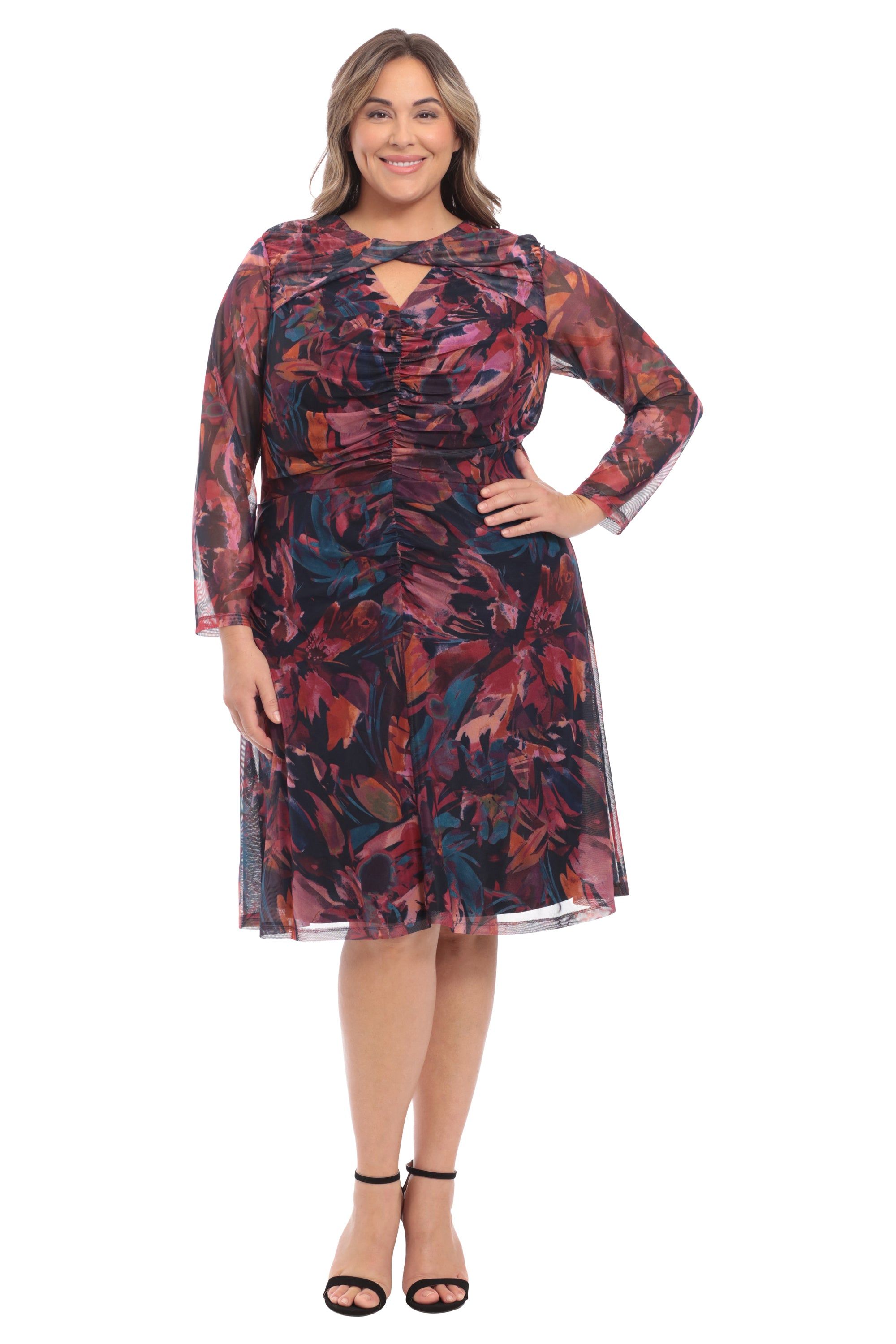 Twist Neck Shirred Midi Dress - Plus sold by Dress Barn product image thumbnail 3
