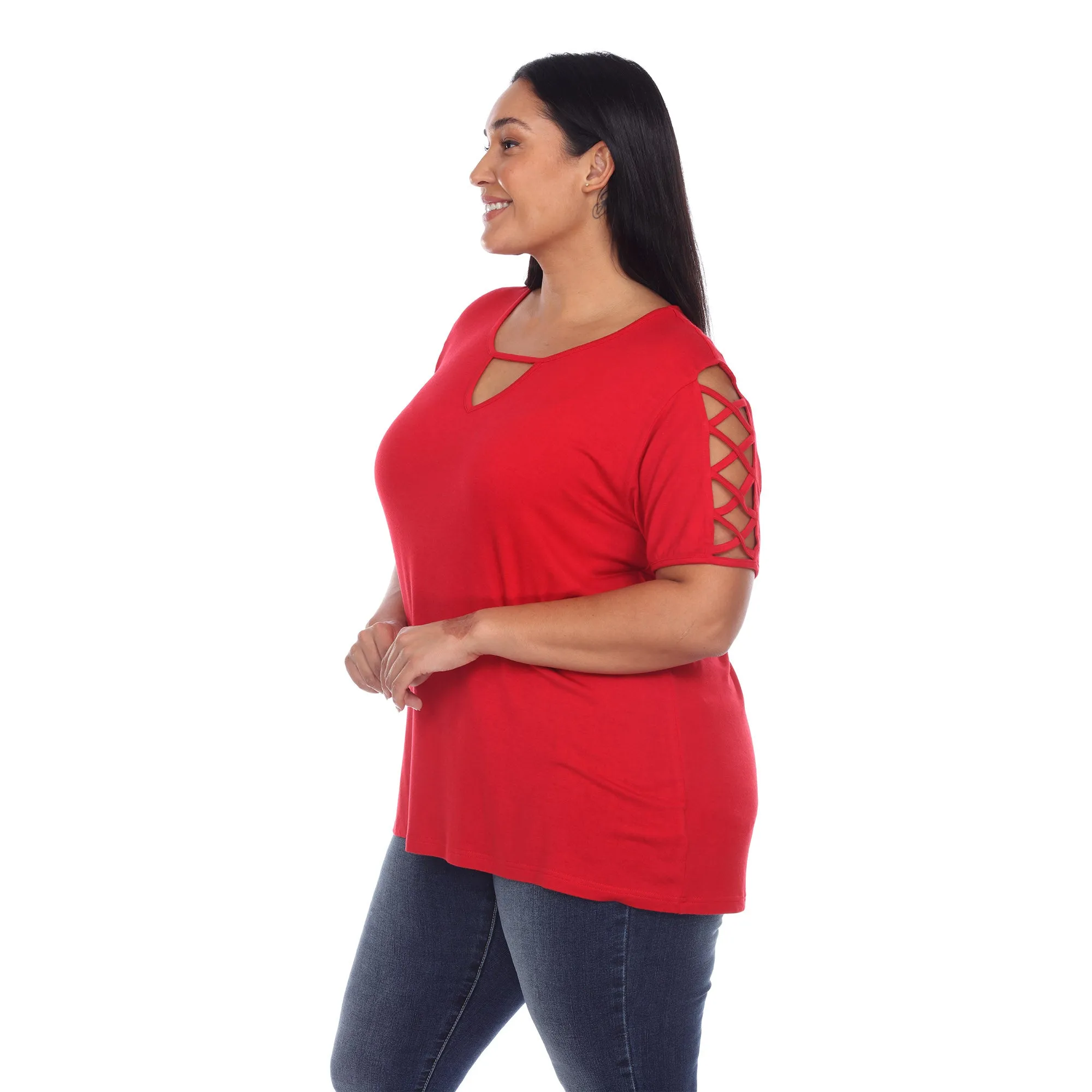 Keyhole Neck Cutout Short Sleeve Top - Plus sold by Dress Barn product image thumbnail 2