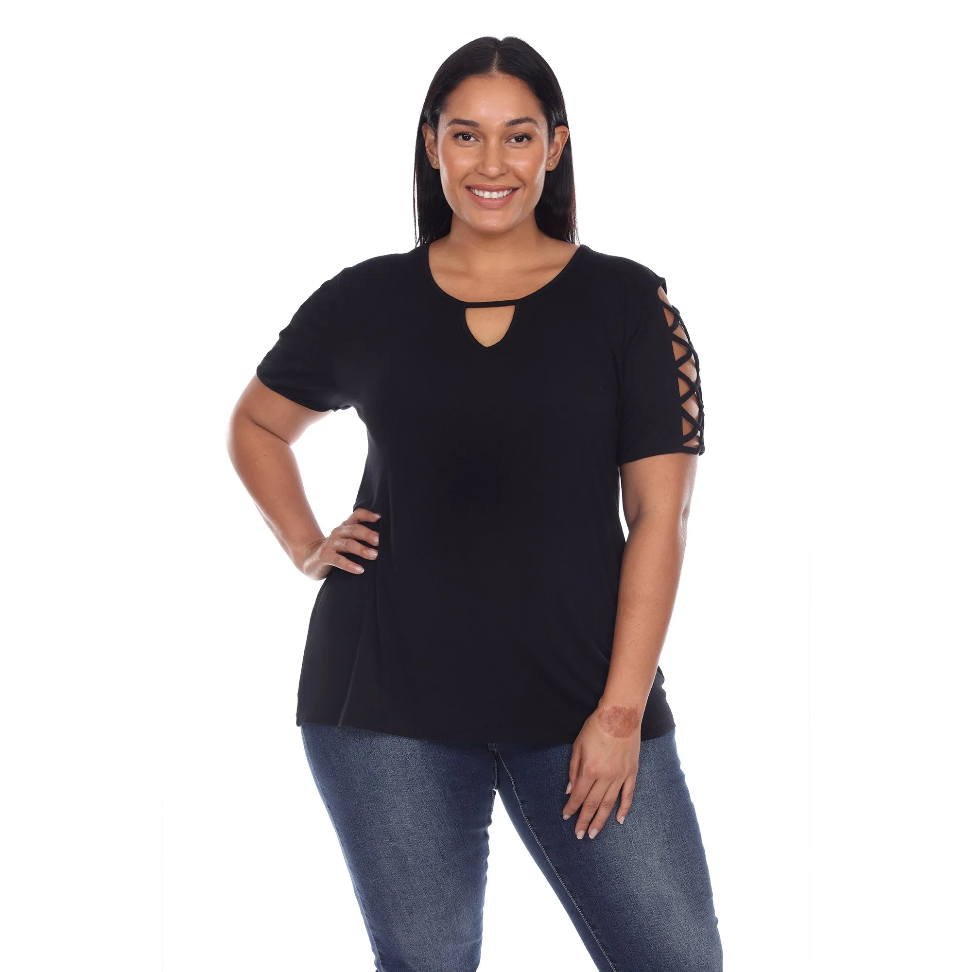 Keyhole Neck Cutout Short Sleeve Top - Plus sold by Dress Barn product image thumbnail 3