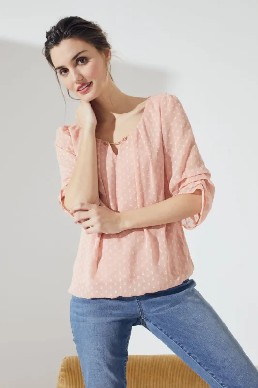 Roz & Ali Clip Dot Bubble Hem Blouse sold by Dress Barn