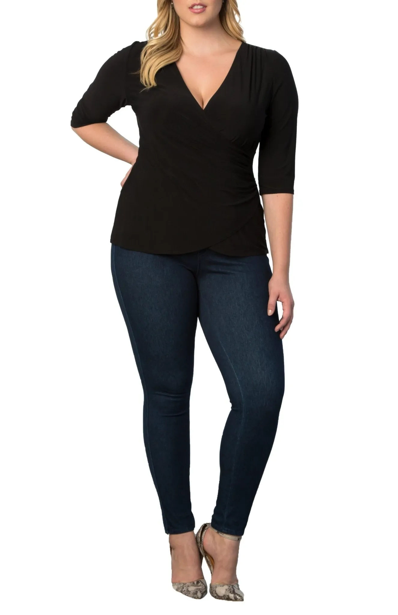 Femme Fatale Faux Wrap Top - Plus sold by Dress Barn product image thumbnail 3