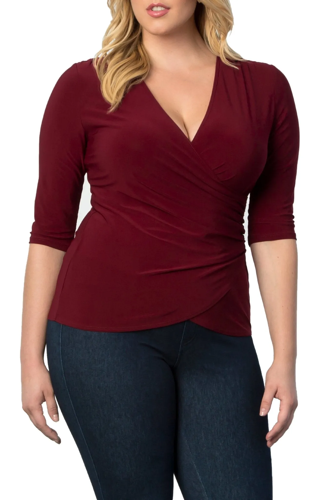Femme Fatale Faux Wrap Top - Plus sold by Dress Barn product image thumbnail 4