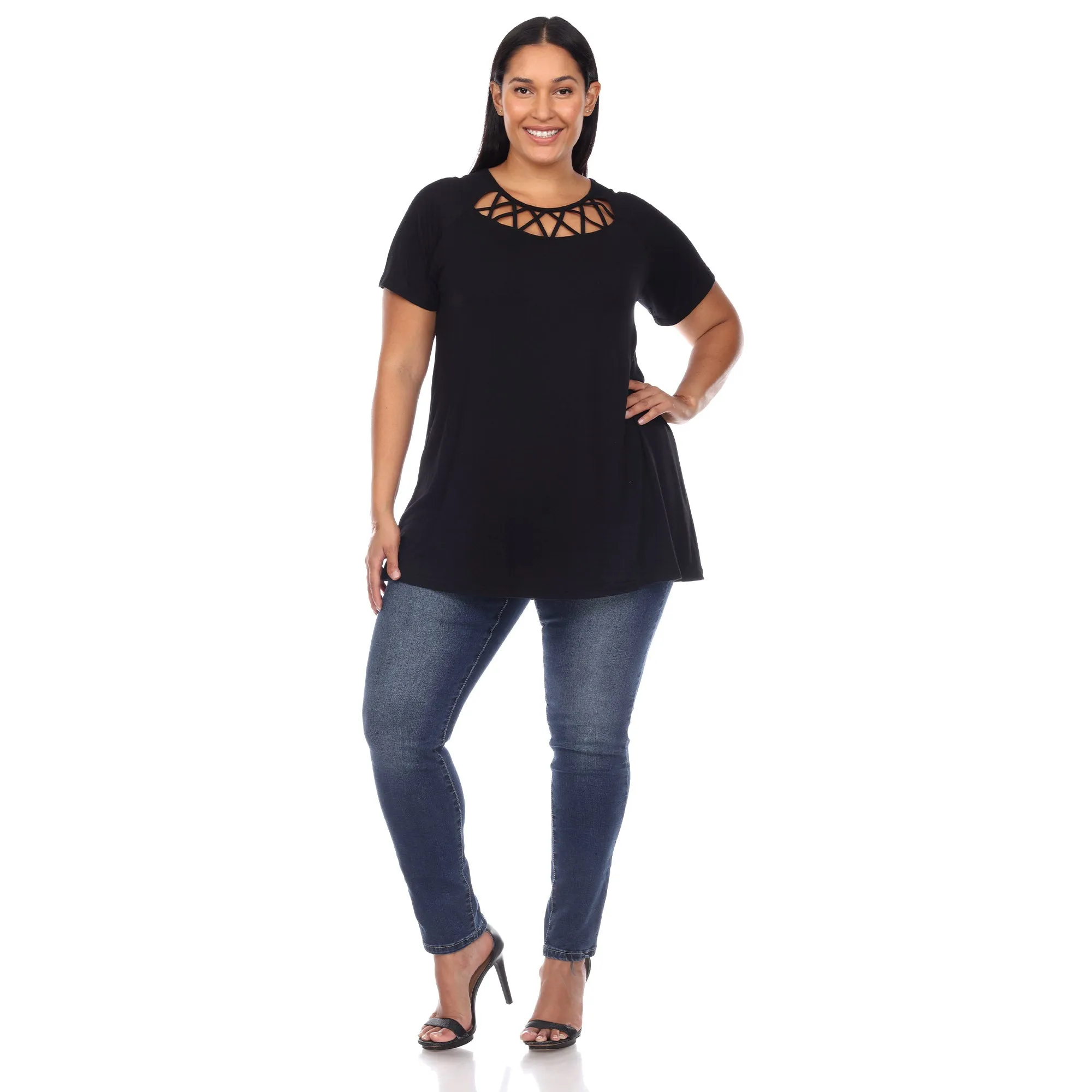 Crisscross Cutout Short Sleeve Top - Plus sold by Dress Barn product image thumbnail 4