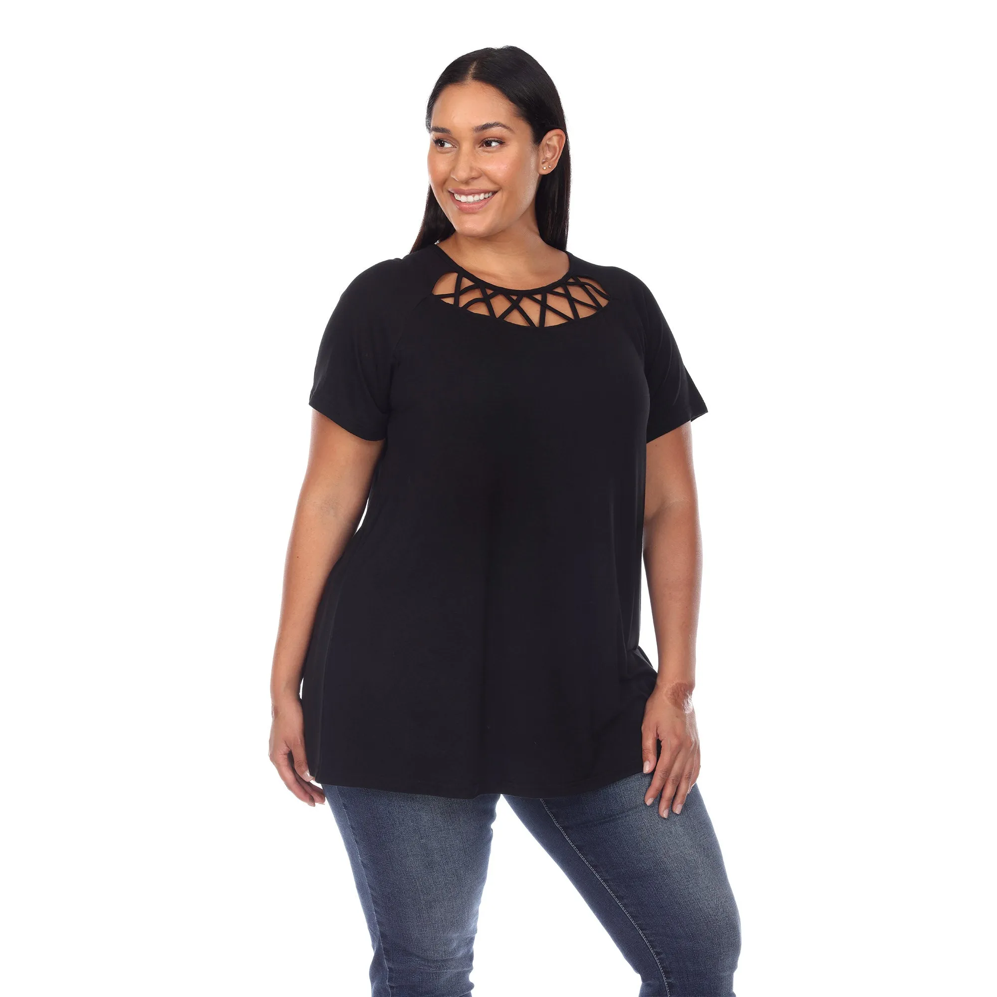 Crisscross Cutout Short Sleeve Top - Plus sold by Dress Barn product image thumbnail 2