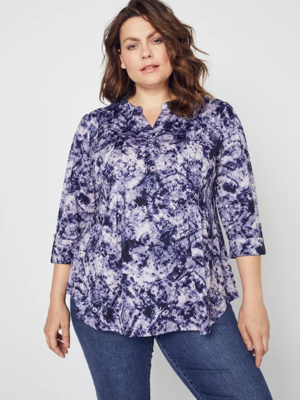 Roz & Ali Denim Friendly Tie Dye Popover - Plus sold by Dress Barn