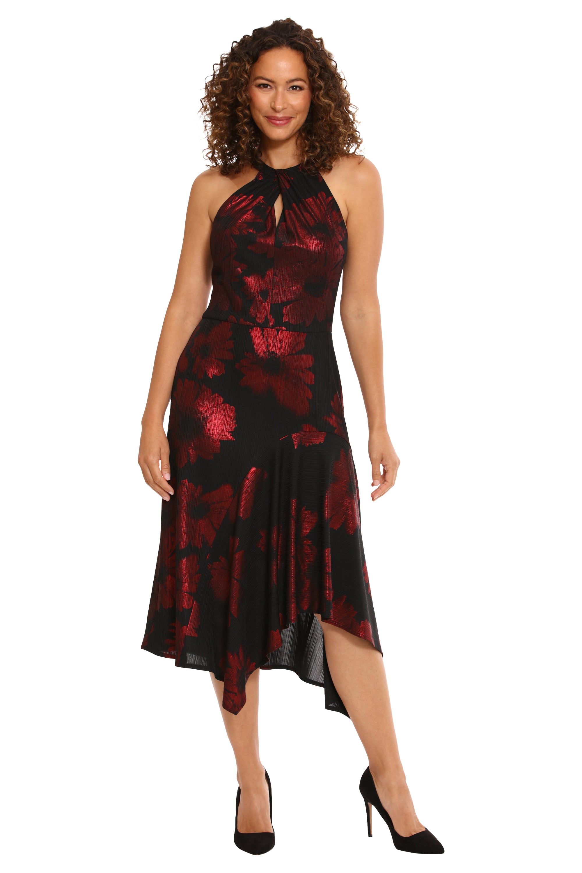 Asymmetrical Hanky Hem Halter Dress sold by Dress Barn